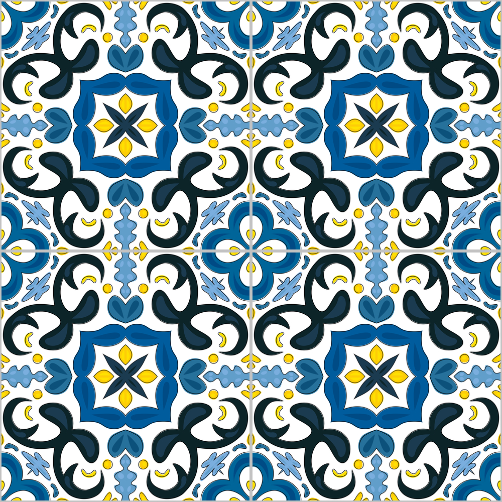 Seamless pattern illustration in traditional style - like Portuguese tiles