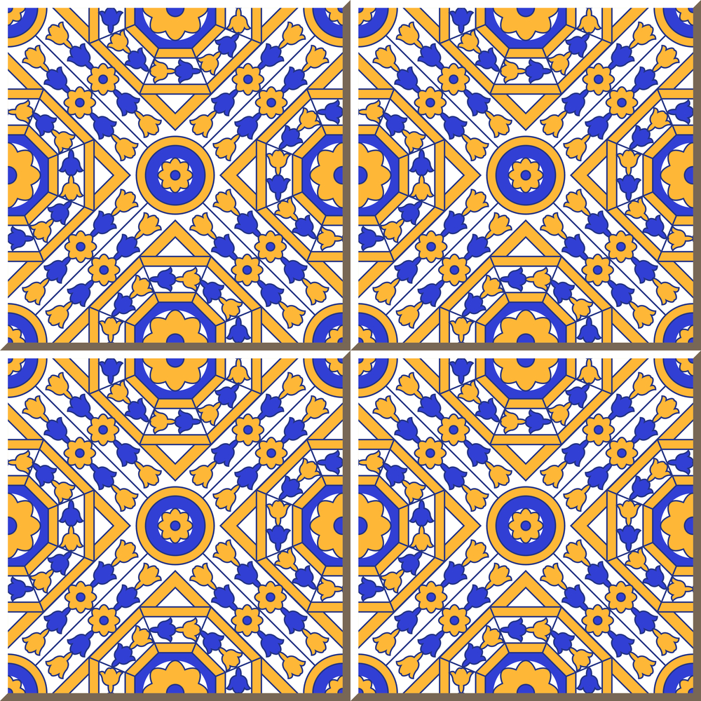 tile pattern245_square round octagon flower